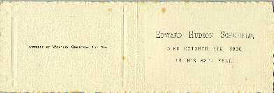 Edward Hudson Schofield Funeral Card
